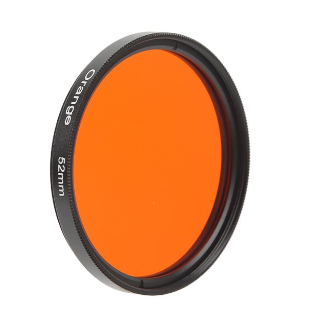 Filtre d'Objectif d'Appareil Photo, Filtre d'Objectif d'Appareil Photo 52 mm Couleur Ultra Basse Moulée Résistant à l'Huile Haute Définition Meulage Ultra Haute Définition avec Boîte de Rangement pour Appareils Photo Numériques Orange
