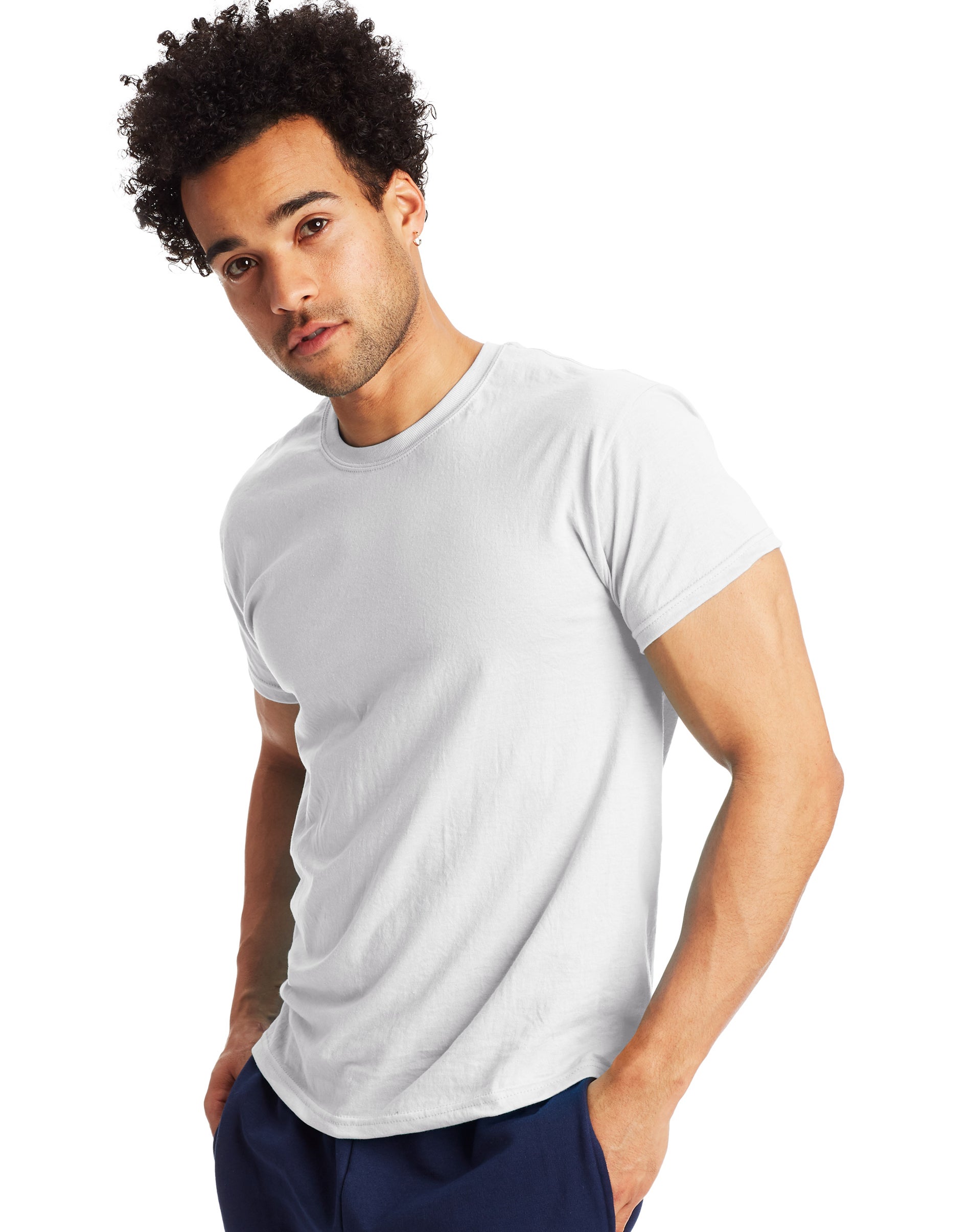 Hanes T-Shirt à Manches Courtes Col Rond X-Temp pour Hommes Lot de 2, S, Blanc