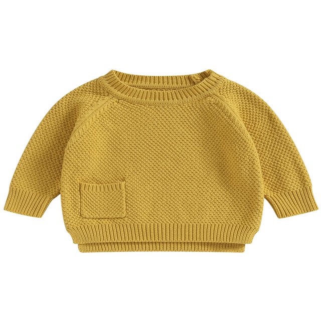 Baby Girl Boy Knit Pullover Sweater Fall Winter Warm Sweatshirt Tops with Pocket