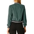 thumbnail image 3 of INSPIRE CHIC Veste pour Femme Col Montant Manches Longues Fermeture Éclair Poche à Rabat Blouson Bomber TG Vert, 3 of 8