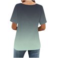 thumbnail image 4 of TIMIFIS Hauts Tendance pour Femmes T-Shirts à Dégradé Col Rond Été Manches Courtes Chandail Printemps Léger Confortable Sortie Vacances Tenue Blouse Hauts, 4 of 7