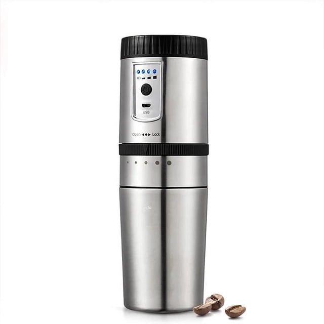 Portable Coffee Maker For Car Multifunction Mini Espresso Coffee Machine Electric Coffees Grinder USB Recharge Stainless ,RV, Hiking, Office