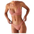 thumbnail image 2 of Women Solid Push Up High Cut Lace Up Halter Bikini Set Two Piece Swimsuit, 2 of 8