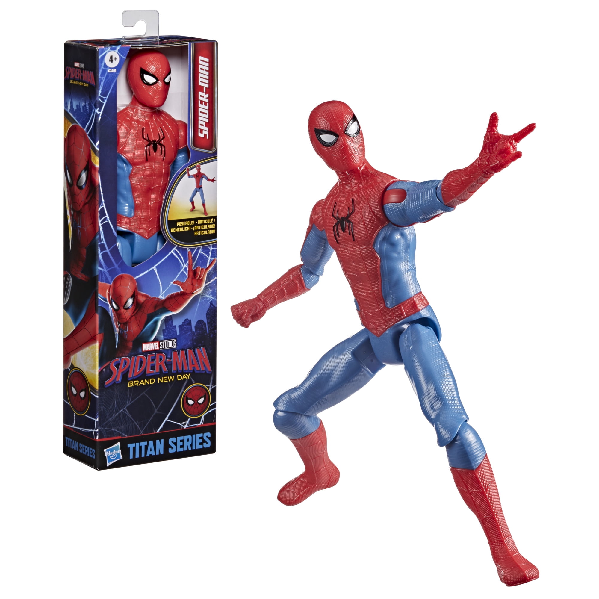 Marvel Spider-Man: Brand New Day Titan Series, figurine Spider-Man de 29 cm, jouets de super-héros pour enfants, dès 4 ans