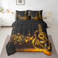 thumbnail image 2 of Guitar 7 Piece Comforter Set twin Bed in a Bag,Abstract Musical Instruments Bedding Sets Golden Music Notes Sheet Set with Comforter, 2 of 5