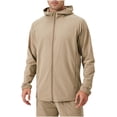 thumbnail image 1 of WRKEKC Performance Outdoor Sport Jacket Men's Windproof Lightweight Hooded with Secure Zippered Pockets for Climbing Running and All-Weather Training Khaki L, 1 of 8