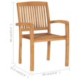 thumbnail image 4 of vidaXL Stacking Garden Chairs with Cushions 4 pcs Solid Teak Wood, 4 of 5