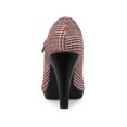 thumbnail image 2 of BLISSFUL STEP Women's Pump Houndstooth Platform Stiletto Heels Pumps Burgundy 6, 2 of 7
