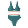 thumbnail image 2 of TACILIP Womens High Waisted Bikinis Set V Neck Swimsuit 2 Piece Bathing Suit Color Block Swimwear, 2 of 6