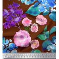 thumbnail image 1 of Soimoi Tissu en Jersey de Coton Imprimé Feuilles & Roses 1 Yard 58 Pouces de Large, 1 of 3