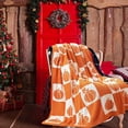thumbnail image 2 of Product Classification Blanket Product Title Sac Fall Throw Blanket Orange Pumpkin Rugged Jacquard Cozy for Sofa Black White Checkered Halloween Theme, 2 of 4