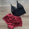 thumbnail image 4 of LSLJS Ensemble Deux Pièces pour Femmes en Dentelle Satinée, Camisole à Bretelles, Hauts, Shorts, Pyjama, Ensembles de Lingerie, 4 of 6