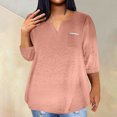 thumbnail image 2 of QIPOPIQ Plus-Size Tops for Women Summer V Neck T Shirts Color Block Raglan Tees Clearance, 2 of 5