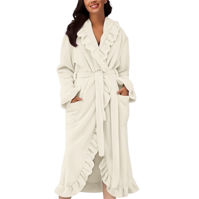Peignoirs pour Femmes Peignoir à Capuche en Molleton Éponge Peignoir pour Femmes Peignoir Léger de Sauna Robe de Maison Long Peignoir Peluche Femme Pyjama en Flanelle
