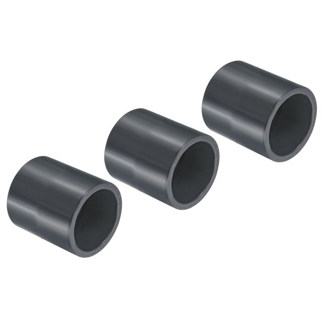Unique Bargains Raccord de Tuyau en PVC 40 mm, Douille, Lot de 3 Raccords Droits, Gris Foncé