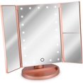 thumbnail image 1 of Led Cosmetic Mirror Foldable Standing Mirror - Illuminated Make-Up Mirror Make-Up Mirror 2-Fold 3-Fold Magnifying Mirror - In Rose Gold, 1 of 7