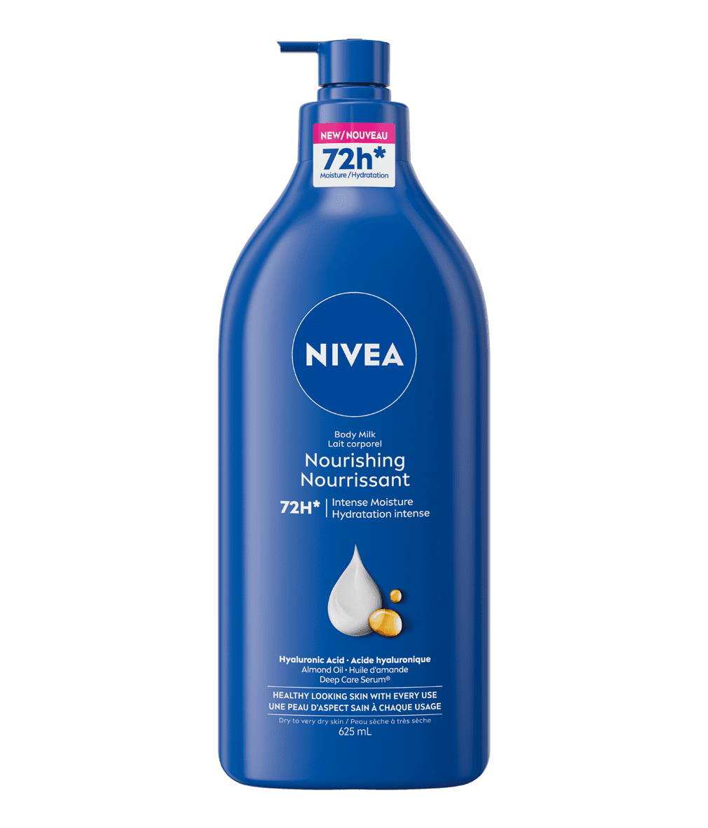 Lotion corporelle hydratante et nourrissante 72 heures NIVEA, lait corporel avec acide hyaluronique, 625 ml