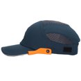 thumbnail image 4 of Bump Hat Baseball Hardhat Peaked Breathable Protective Adjustable for Sports Working Blue with Orange Edge, 4 of 14
