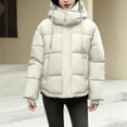 thumbnail image 4 of Économies d'Automne/hiver! srobpty Manteau Matelassé à Manches Longues pour Femmes, Veste à Capuche Décontractée Colorée à Manches Longues pour Dames Blanc, TTG, 4 of 4