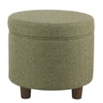 thumbnail image 1 of Homepop Décoration Intérieure / Pouf Rond Rembourré avec Rangement / Pouf avec Rangement pour Salon et Chambre, Tweed Vert, 1 of 2