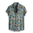 thumbnail image 1 of Leutsin Men Short-Sleeved Printed Color Buttons Cardigan Casual Shirt Tops, 1 of 3