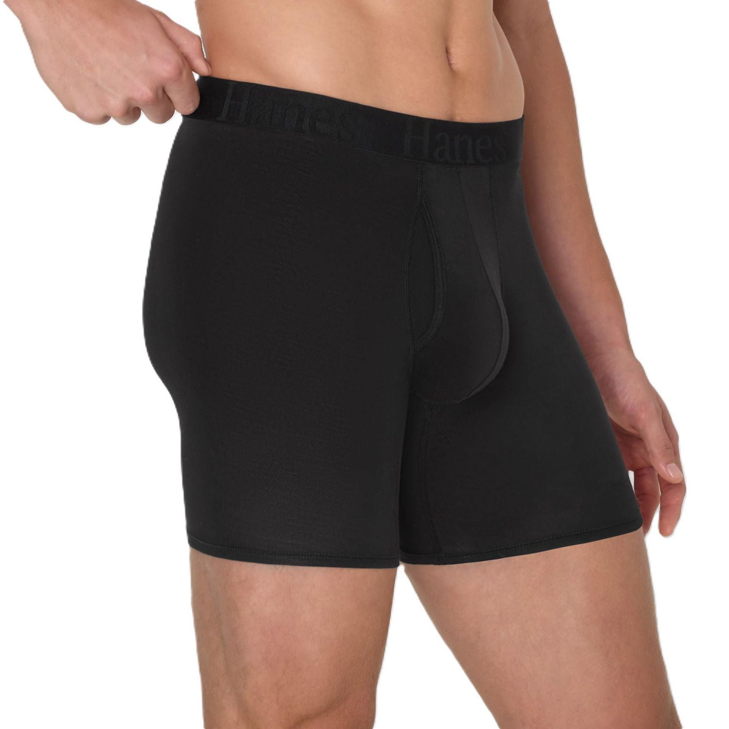 Hanes Originals Men's SuperSoft Boxer Brief Underwear, Total Support Pouch, Black, 3-Pack