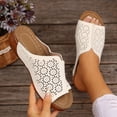 thumbnail image 1 of Gspmoly Sandales à Enfiler pour Femmes, Mode Décontractée d'Été Nouvelle Plage Bout Rond Couleur Unie Sandales Compensées Ajourées Pantoufles pour Femmes Blanc 36, 1 of 6