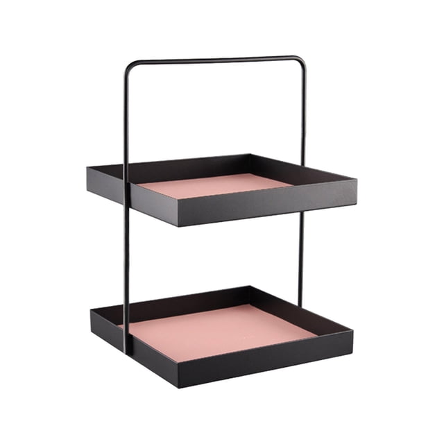 Cosmetic Cases 2 Tier Countertop Organizer For Bathroom Counter Shelf Serving Tray Cosmetic Perfume Storage Rack Kitchen Rack Bathroom Accessories Organizer Rectangle Black, Cosmetic Cases for Women