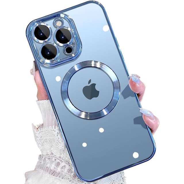 Dteck MagSafe Compatible with iPhone 15 Pro Case, Magnetic Clear Case for iPhone 15 Pro, Slim Plating Edge Soft TPU Cover Shockproof Phone Case 6.1 Inch,Blue