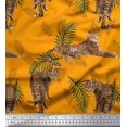 thumbnail image 1 of Soimoi Polyester Crepe Fabric Leaves & Leopard Animal Decor Fabric Printed Yard 42 Inch Wide, 1 of 1