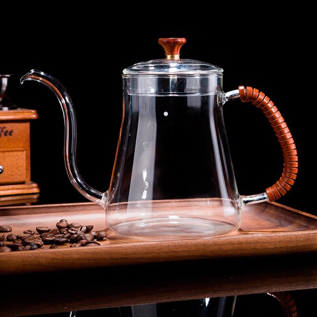 600ML Coffee Kettle Thickened, Gooseneck Kettle, Pour Over Kettle Pour Over Coffee Kettle Gooseneck Kettle Glass Gooseneck Pot Tea Pour Over Kettle Coffee Dripper Household