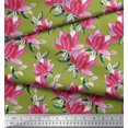 thumbnail image 2 of Soimoi Rayon Fabric Leaves & Lotus Floral Printed Craft Fabric by The Yard 56 Inch Wide, 2 of 5