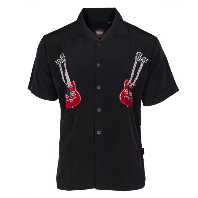 Chemise de Club pour Homme à Double Col avec Guitares