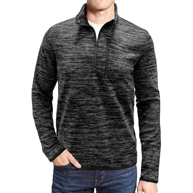 KIHOUT Chandails Molletonnés de Printemps et d'Hiver pour Hommes, Chandails Molletonnés Unis à Col Roulé à Fermeture Éclair à Manches Longues pour l'Extérieur, Hauts de Base T-, Taille P-2TG