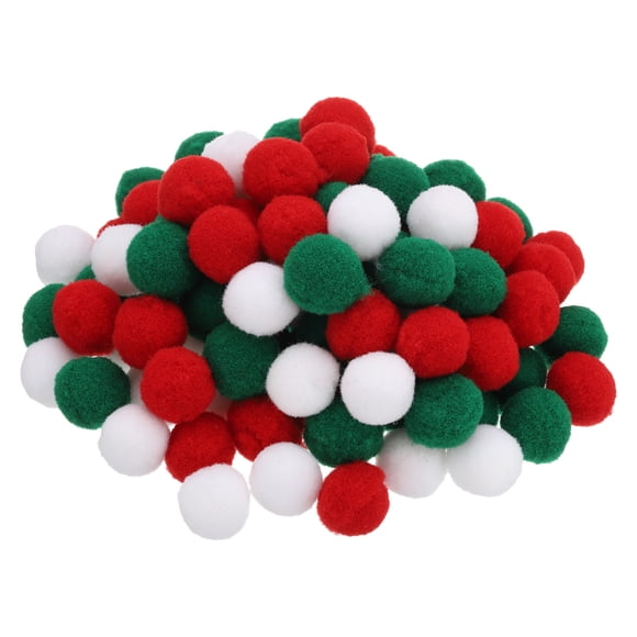 Uxcell Pompons de 0,8 Po pour Bricolage, 100 Pcs Boules à Pompons, Rouge, Vert, Blanc