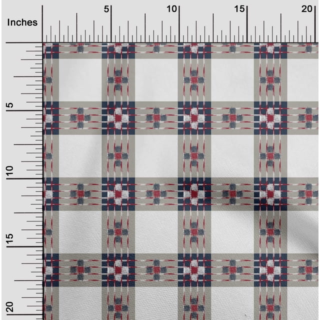oneOone Georgette Viscose Fabric Check Ikat Printed Fabric 1 Yard 42 Inch Wide