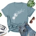 thumbnail image 3 of Short Sleeve T Shirt Womens Solid Color Women Print Solid Color  Neck Top Short Sleeve T-Shirt, 3 of 6