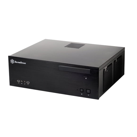 SilverStone Technology Aluminum Front Panel and SECC Body Micro ATX HTPC Computer Case with 2X USB3.0 Front Ports Cases in Black GD04B-3.0-USA