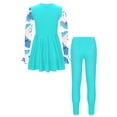 thumbnail image 2 of RUNQHUI Kids Girls UPF 50+ Rash Guard Swimsuits 2 Pieces Long Sleeves Dress with Pants Set Lake Green 14, 2 of 7