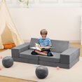 thumbnail image 2 of GloryStar 12Pcs Kids Sofa, Modular Play Couch Set with Fold Out Design, Includes Balls & Tunnel, Convertible Soft Foam Sectional for Children’s Playroom—Perfect for Sleeping, Playing, and Creating, 2 of 8