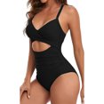 thumbnail image 2 of Innerwin Swimwear Gradient Women Bathing Suits Surfing Long Sleeve Backless One Piece Swimsuit Black L, 2 of 4