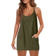 thumbnail image 1 of LOVZFMLL Robe d'Été pour Femme à Bretelles Spaghetti, Boutonnée à l'Avant, Mini Robe Décontractée Ample à Encolure en U, Robe Débardeur Droite avec Poches, Vert Armée, TG, 1 of 5