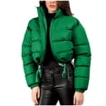 thumbnail image 1 of Économies d'Automne/hiver! srobpty Manteau Matelassé à Manches Longues pour Femmes, Veste à Capuche Décontractée Colorée à Manches Longues pour Dames Vert, m, 1 of 4