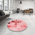 thumbnail image 4 of Ahgly Company Tapis d'Intérieur Ronds Transitionnels Roses Lavables à la Machine, 8 Pieds Rond, 4 of 7