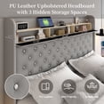 thumbnail image 2 of SIBEDS Queen LED Bed Frame with Galaxy Projector, Charging Station, 52" Headboard & 2 Drawers, No Box Spring Required, PU Grey, 2 of 9
