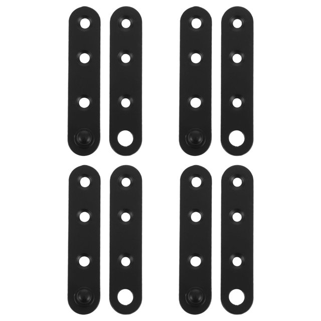 4PCS Straight Brackets Black Mending Plate Metal Brackets for Brace Joining Plates for Wood Fence Bookcase Cabinet Straight Brace Repairing Mending Plates