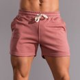 thumbnail image 2 of Men Solid Cotton Three-point Pants Sports Elastic Mid-waist Lace-up Shorts, 2 of 9