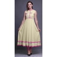 thumbnail image 2 of Bimba Robe Anarkali Ivoire à Fleurs de Chine, Col Mandarin, Sans Manches, Kurtis pour Femmes, Robe Maxi à Imprimé, Petit, 2 of 6