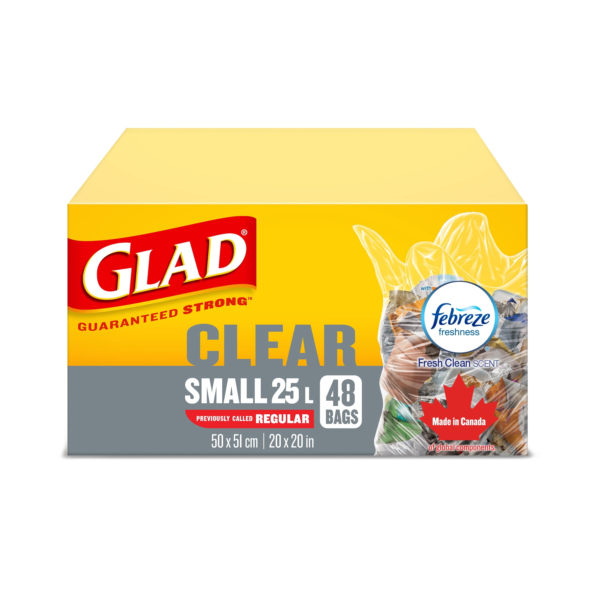 Glad® Easy-Tie® Clear Kitchen Catchers® Garbage Bags- Small 25 Litres, 48 Bags