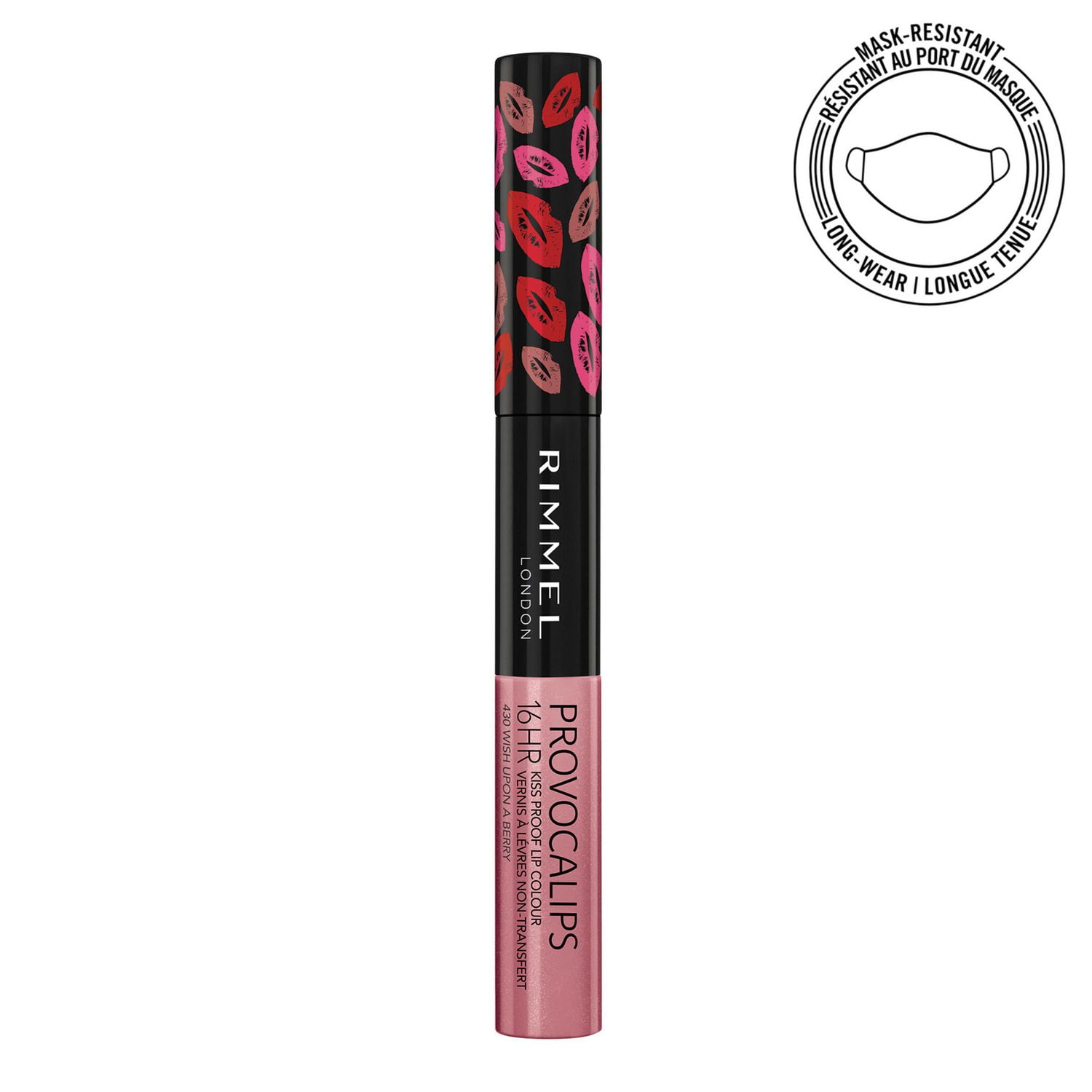 Rimmel Vernis à lèvres non-transfert 16H Provocalips, deux étapes, finition brillante et 16H de couleur, formule légère, 100% Sans Cruauté